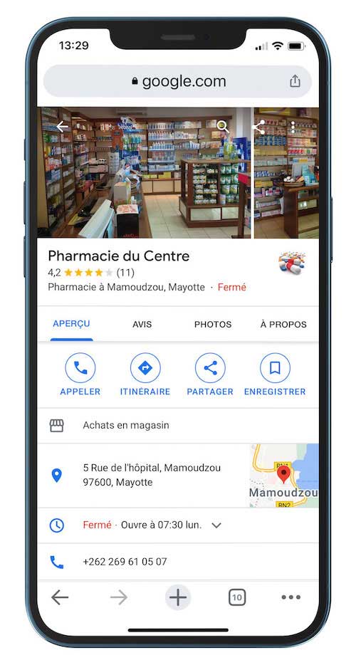 Exemple fiche Google My Business.